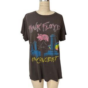 MadeWorn Pink Floyd In Concert 80 Graphic T Shirt Unisex Size L Distressed Black